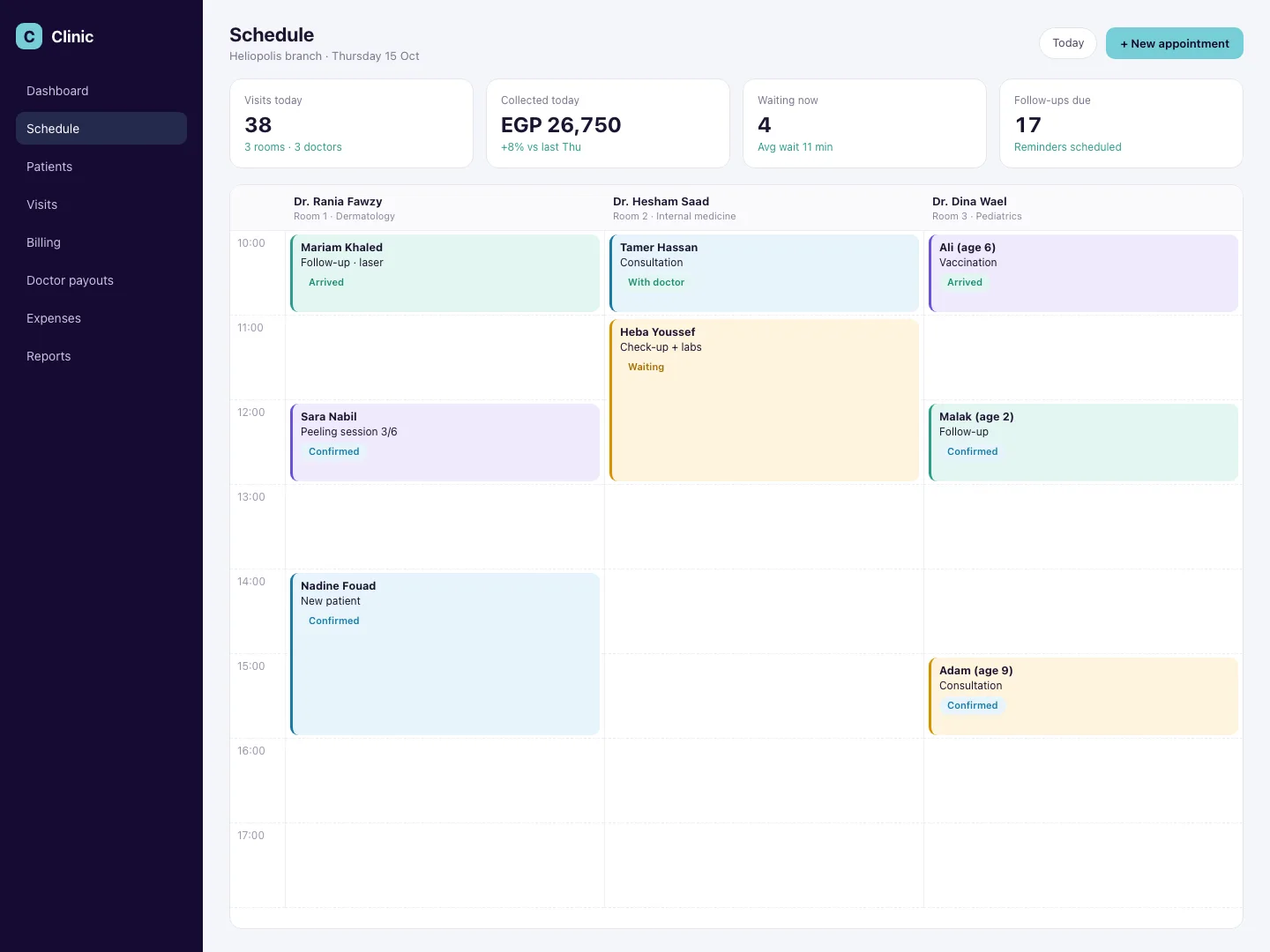 clinics system preview